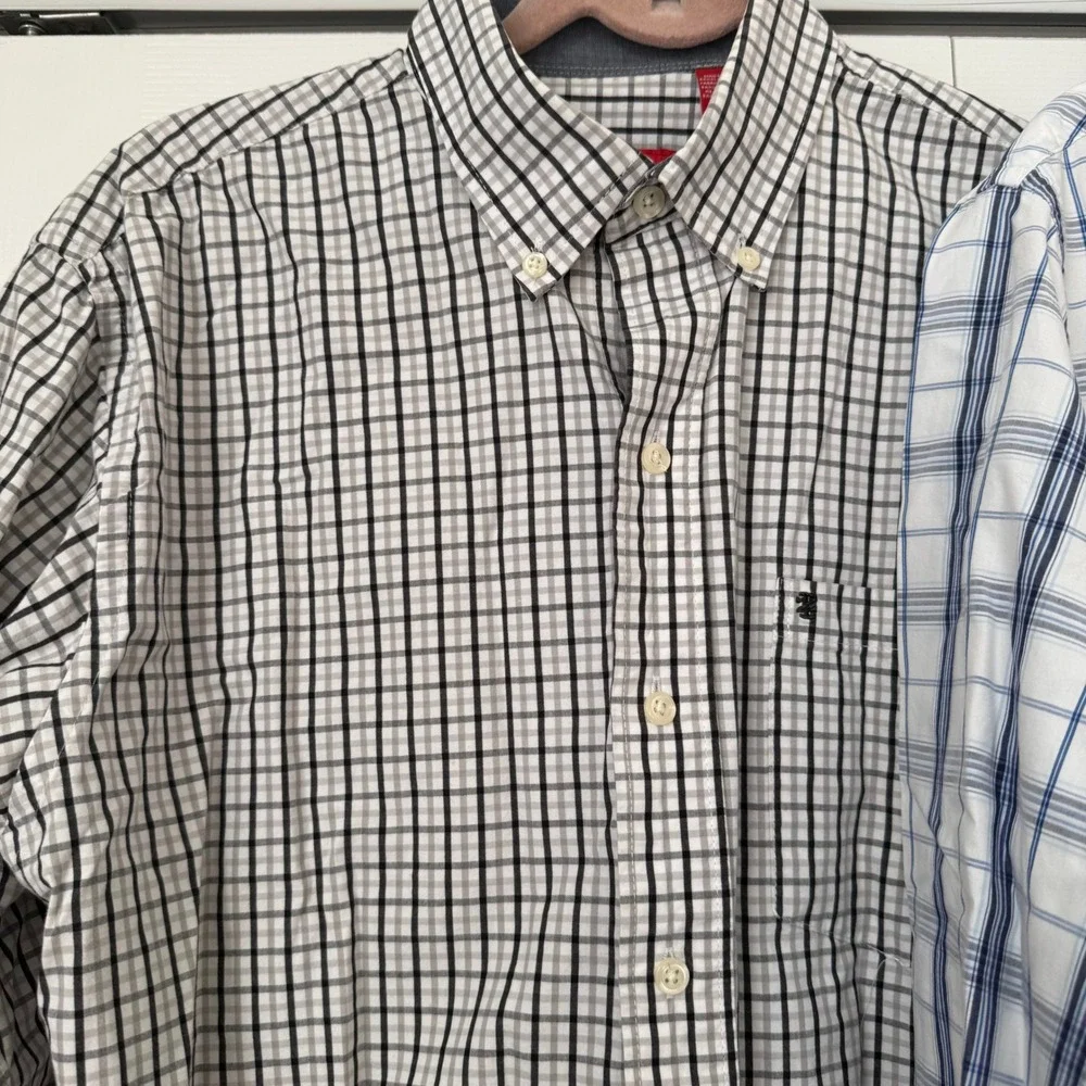 2‎ IZOD Mens Long Sleeve Button Down Shirts Plaid Large